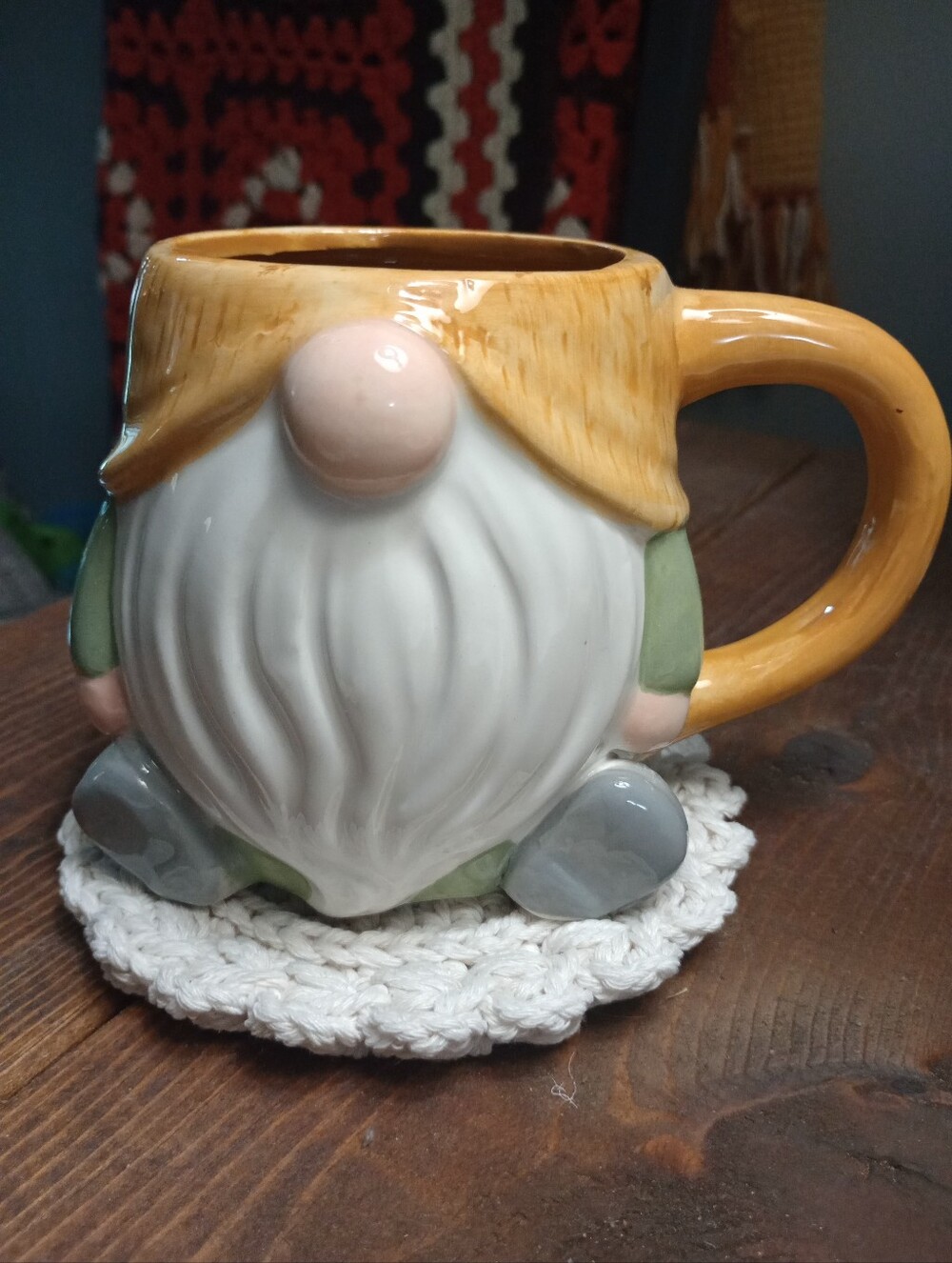 Fall Gnome Ceramic Coffee Mug w/ Crochet Coaster